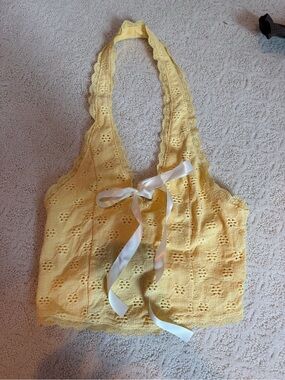 Urban outfitters Yellow Halter Tie-Front Top